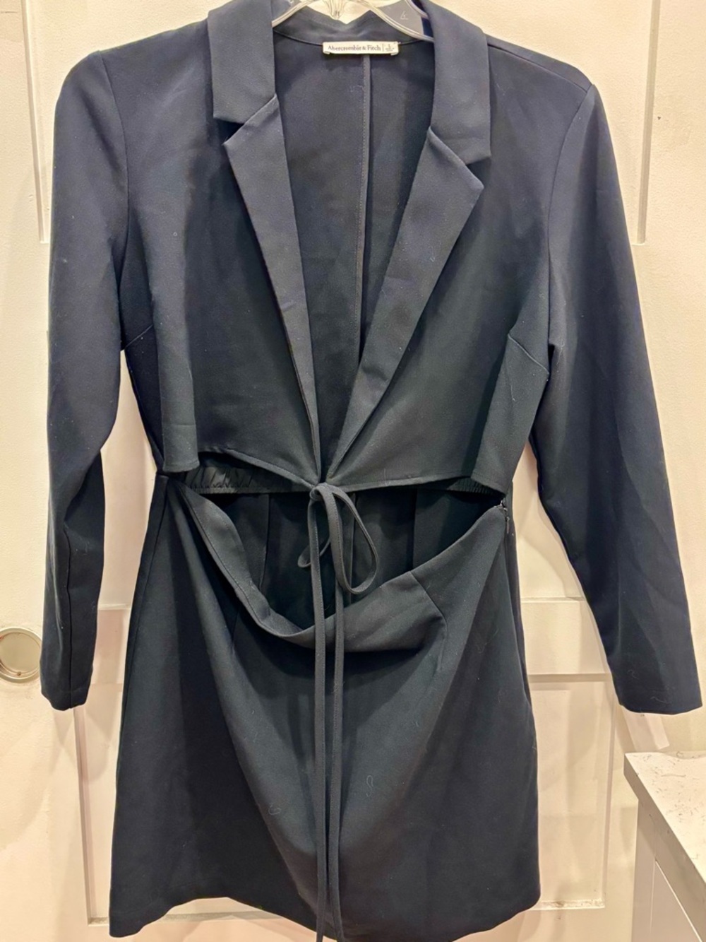 Abercrombie & Fitch Black Blazer Cut Out Mini Dress with Tie Waist